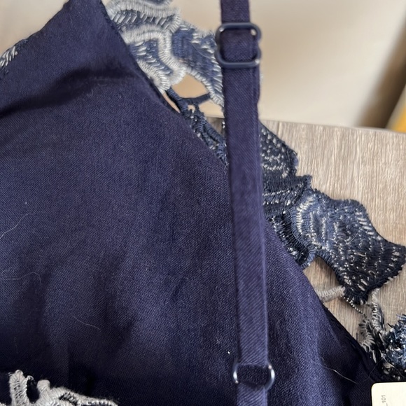 NWT eri+ ali ANTHROPOLOGIE Blue embroidered dress with lining size L - Picture 8 of 11